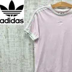 IR42《半袖リンガーTシャツ》アディダス　トレフォイル刺繡ロゴ　スリーライン