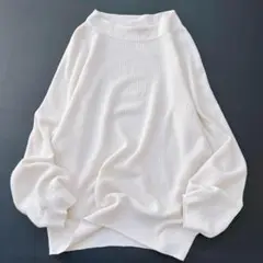 【美品】インディヴィ　大きいサイズ　カシミヤ混　ボリュームスリーブ　ニット