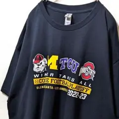 ギルダン TCUカレッジフットボールプレイオフ Tシャツ ブラック黒XL古着