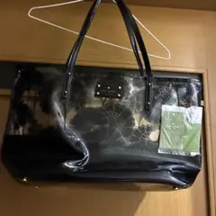 kate spade NEWYORK 花柄デザインビニールトートバッグ 透明黒