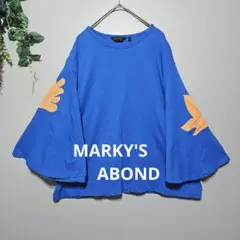 【MARKY'S ABOND 】ブルー　フレアスリーブ Tシャツ袖柄