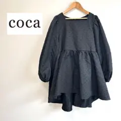 完売品 coca エンボススクエアネックブラウス　チュニック　フレア　ジャガード