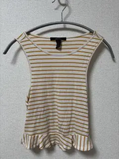 FOREVER21 ストライプ フリルタンクトップ 【Sサイズ】