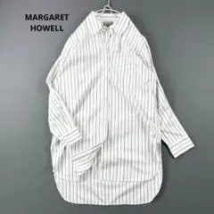 現行✨マーガレットハウエル トリプル ストライプ コットン ポプリン シャツ