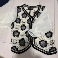 花柄レース編みベスト Lサイズ