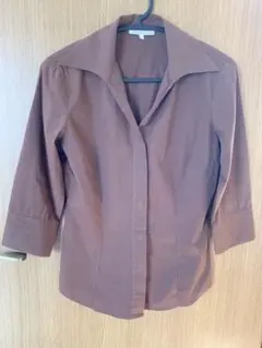 【美品】NARACAMICIE ナラカミーチェ7分袖シャツ ブラウン イタリア製