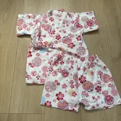 美品　花柄 甚平 90cm