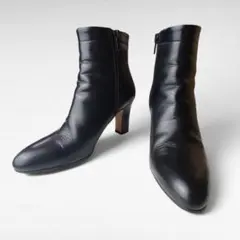 【美品】PELLICO サイドジップ ショートブーツ ブラック レザー 22