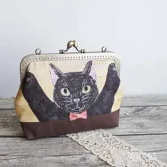 がま口マルチポーチ*黒猫