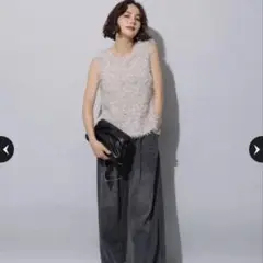 テンセル混ドロストデニムパンツ　黒　S