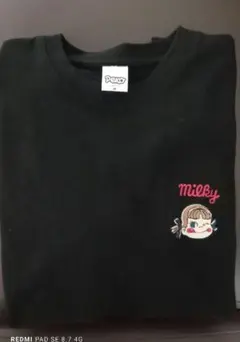 Milky　ペコ黒Ｔシャツ 綿100%
