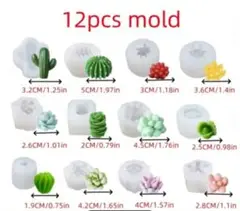 ハンドメイド用 シリコンモールド サボテン 多肉植物 型 12種類 インテリア