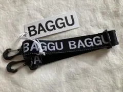 BAGGU公式 ロゴ入り ショルダーストラップ ブラック×ホワイトロゴ