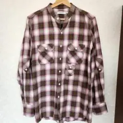 nonnative チェック柄 バンドカラーシャツ 日本製