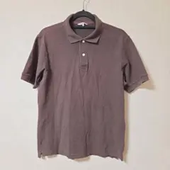 ユニクロ　UNIQLO　ドライカノコポロシャツ ハーフボタン 鹿の子　茶色　L