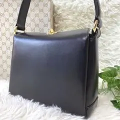 【極美品】OLD GUCCI ハンドバッグ フォーマル ターンロック レザー 黒