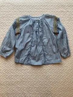 BONHEUR DU JOUR 長袖ブラウス 6Y 青チェック