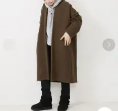 完売品✨ドゥーズィエムクラス ダブルフェイスノーカラーコート カーキ ロング丈