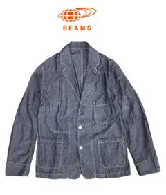 訳あり　BEAMS ビームスダークブルー シャンブレーテーラードジャケット/M