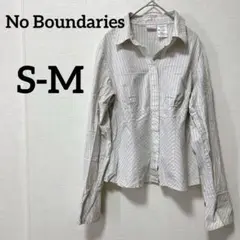 No Boundaries【S相当 L(11/13) 】ストライプ長袖シャツ 白