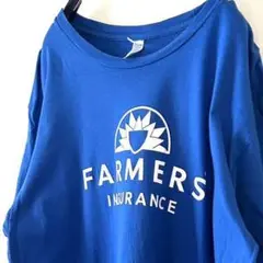 キャンバス FARMERS WE ARE OK Tシャツ L ブルー青 古着
