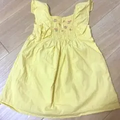 H&M イエロー フリル ノースリーブワンピース