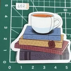 防水ステッカー 紅茶と本 ティーカップ 読書タイム