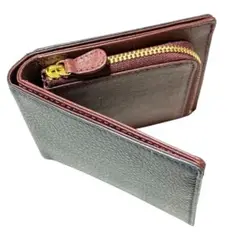 ✨新品✨LUCHIADA 二つ折り財布 メンズ ブラック ワインレッド シンプル