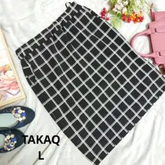 ✨美品✨♥TAKAQ♥膝丈スカート（L）黒/白/ウィンドーペンチェック