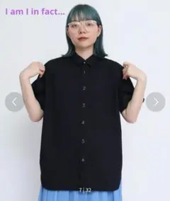 I am I in fact...数字刺繍コットン100% 半袖シャツ