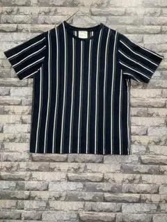 中古マッキントッシュフィロソフィーストライプ柄 半袖Tシャツ ネイビー