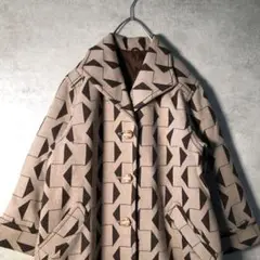 【ヴィンテージ】 デザイナーズコート 総柄ボタン 古着usedW26