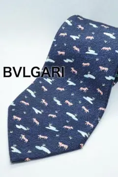 BVLGARI ブルガリ ネクタイ ネイビー 動物柄
