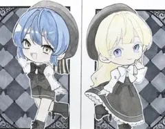 手描きイラスト　オリジナル　女の子　アナログ　2枚セット
