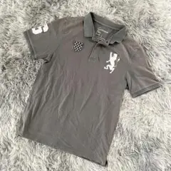 『GIORDANO』ジョルダーノ　ライオンビック刺繍エンブレム半袖ポロシャツ　綿