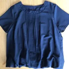 自由区　ネイビー シフォンブラウス