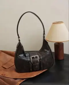 ダークブラウン レザー ショルダーバッグ