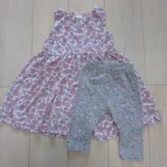 花柄ノースリーブワンピース110＆花柄パンツ100サイズセット