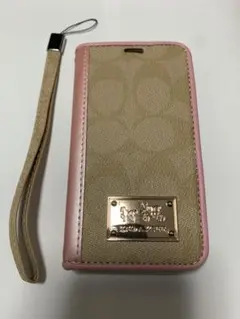 iPhone 13 mini COACH 手帳型レザーケース ベージュ・ピンク