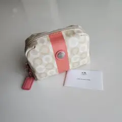 新品未使用　COACH　ポーチ オプアート ピンクベージュ コスメポーチ