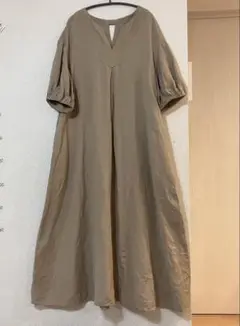 美品！SIMPLICITE★シンプリシティエ　リネンレーヨンパフワンピース