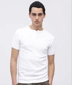 AVIREX U.S.A. ホワイト ヘンリーネック Tシャツ
