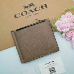 新作 COACH コーチ 折り財布 マネークリップ 正規品