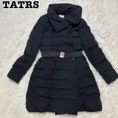 a【極美品】タトラス☆ベルト付き　ダウンジャケット 女優襟 黒L　814