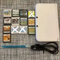 ニンテンドー3DSLL ホワイト本体＋充電器付き＋カセット10本＋タッチペン