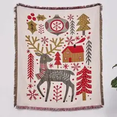 ラグマット タペストリー クリスマス トナカイ ブランケット キャンプ 冬