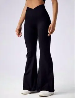 SHEIN ブラック フレア ヨガパンツ ハイウエスト　桃尻　フレアパンツ