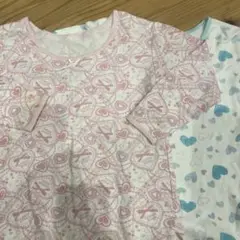 ハート柄長袖肌着 100cm ピンク水色