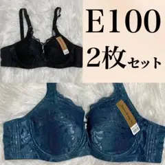 大きいサイズ フルカップブラジャー 2枚セット　グリーン　ブラック　E100
