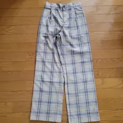 GU チェック柄 ワイドパンツ